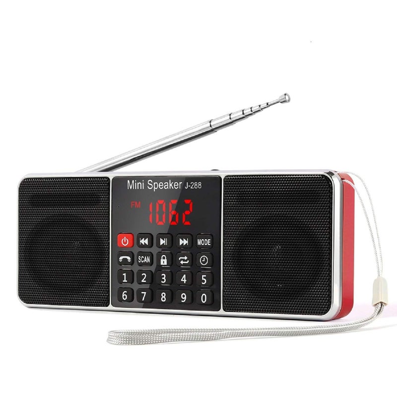 PRUNUS J-288 Portable Radio AM FM Radio with Bluetooth Speaker, Sleep Timer, Power-Saving Display, Ultra-Long Antenna, AUX Input & USB Disk & TF Card MP3 Player, NO Manual Preset - Image 1