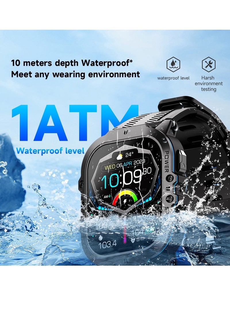 C26 Smart Watch, HD Amoled Display Rugged Fitness Watch, Long Battery Life Outdoor Sports Watch With Hundred Plus Sports Modes, (1pc, Black And Red) - Image 2