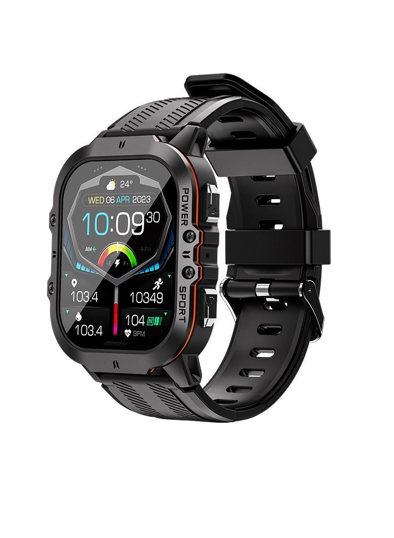 C26 Smart Watch, HD Amoled Display Rugged Fitness Watch, Long Battery Life Outdoor Sports Watch With Hundred Plus Sports Modes, (1pc, Black And Red) - Image 1