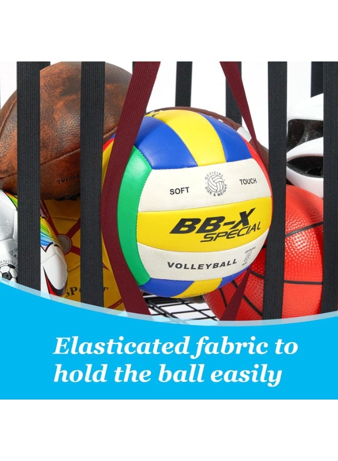 فورثكان منظم معدات الرياضة للمرآب – منظم كرات رياضية بعجلات مع جيب شبكي وسلة، رف لحمل مضرب البيسبول وخطافات، عربة تخزين متحركة للألعاب باللون الأسود - Image 4