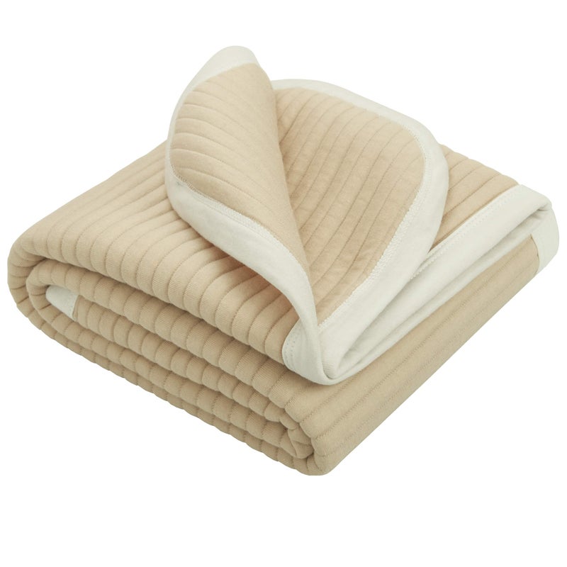 NTBAY NTBAY Jersey Cotton Quilted Toddler Blanket Breathable and Warm for Boys and Girls Baby Blanket 30x40 Inches Camel Stripe 