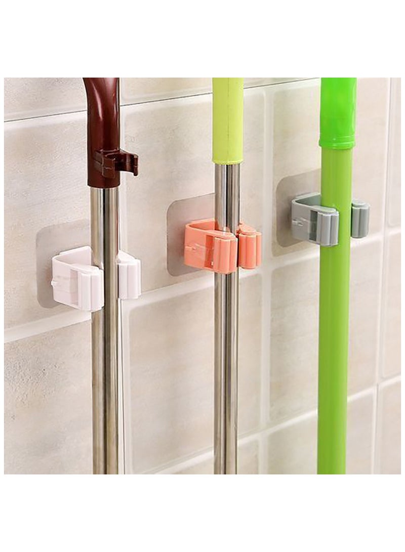 3Pcs Non Punch Adhesive Wall Mounted Mop Holder Storage Broom Hanger Clip Seamless Mop Hook Bathroom Home Kitchen Organizer - Image 2