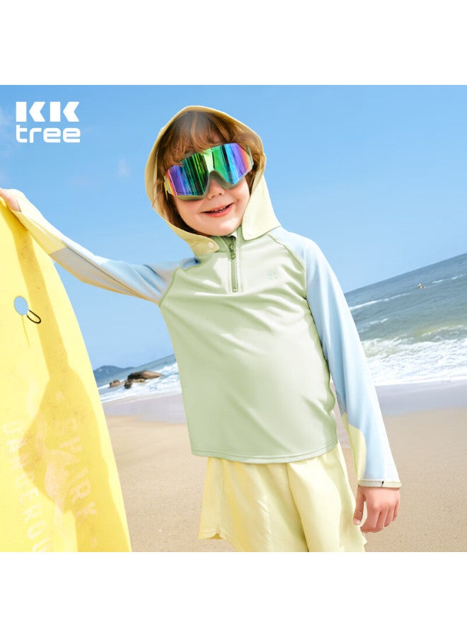 Kocotree Kk Tree Children's Swimwear Original Yarn Sunscreen Antibacterial Long Sleeve Boys And Girls Split Swimsuit Sunlight Yellow 120 - Image 1
