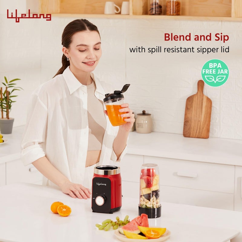 Lifelong Lifelong 500 Watts Nutri Blender for Smoothies and Juices with 2 Jars - 100% Copper Motor Mixer Grinder, Blender & Smoothie Maker for Kitchen - Blender for Fruits & Vegetables - Stainless Steel Blades  - Image 5