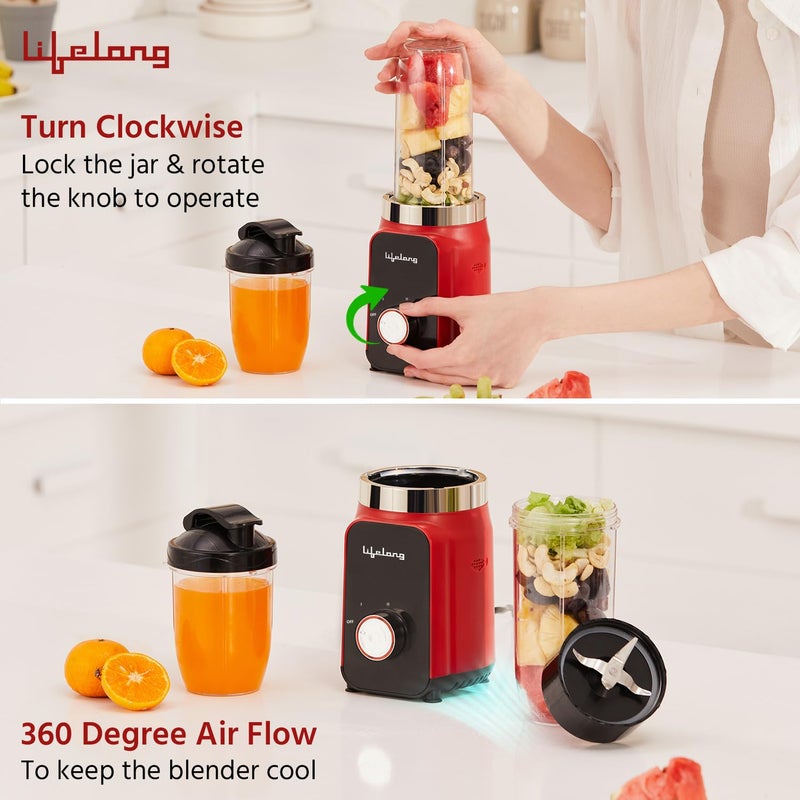 Lifelong Lifelong 500 Watts Nutri Blender for Smoothies and Juices with 2 Jars - 100% Copper Motor Mixer Grinder, Blender & Smoothie Maker for Kitchen - Blender for Fruits & Vegetables - Stainless Steel Blades  - Image 4