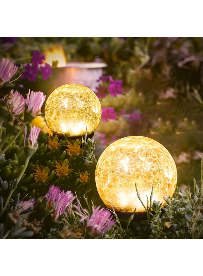 ضوء حديقة الطاقة الشمسية LED كرة زجاجية، ضوء دافئ، زجاج متشقق، إسقاط، زينة للعشب - Image 3