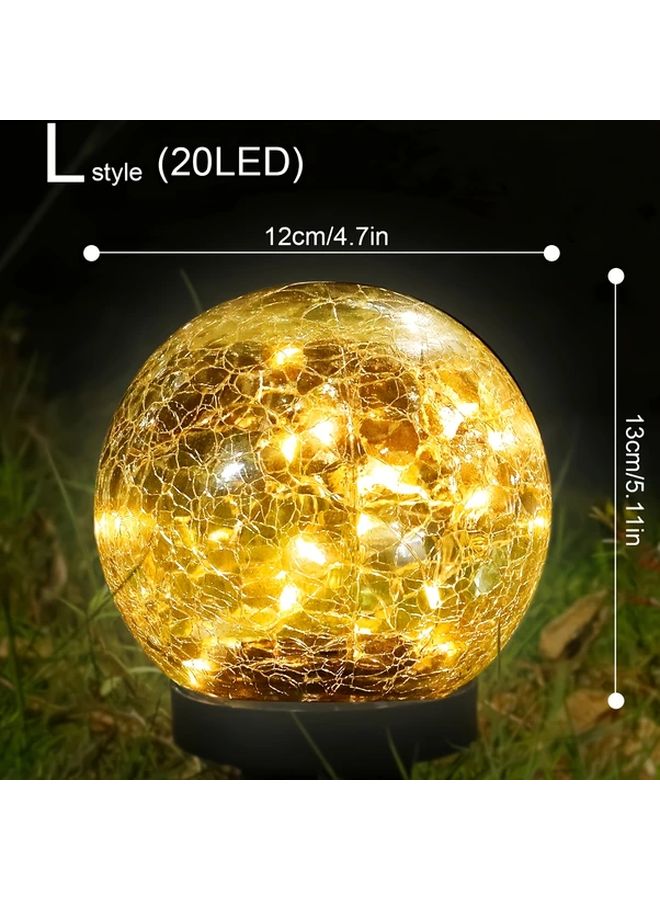 ضوء حديقة الطاقة الشمسية LED كرة زجاجية، ضوء دافئ، زجاج متشقق، إسقاط، زينة للعشب - Image 1