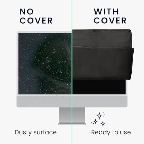 kwmobile Monitor Cover Compatible with 27-28" monitor - Dust Cover Computer Screen Protector - Black - Image 4