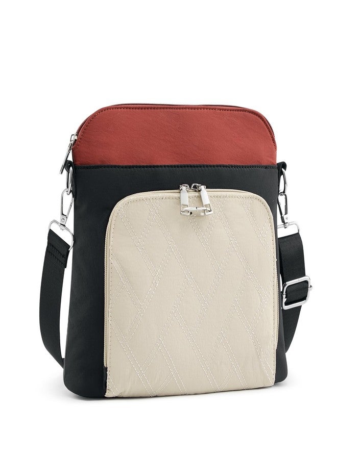 جي4فري حقائب كروس بودي مضادة للسرقة من G4Free للنساء، حقيبة كتف متوسطة الحجم من النايلون خفيف الوزن للسفر والعمل - أسود وأحمر - Image 1