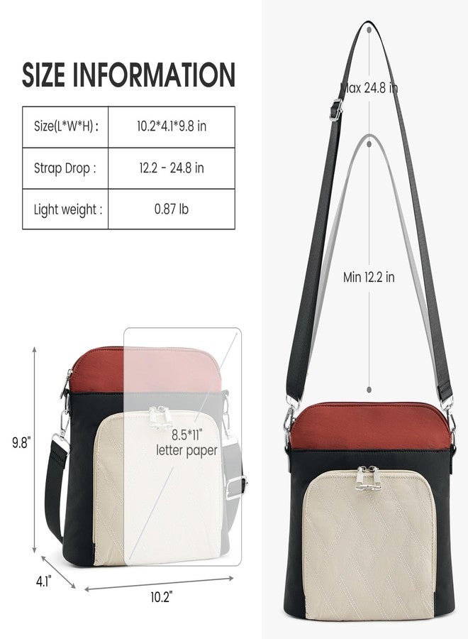 جي4فري حقائب كروس بودي مضادة للسرقة من G4Free للنساء، حقيبة كتف متوسطة الحجم من النايلون خفيف الوزن للسفر والعمل - أسود وأحمر - Image 5