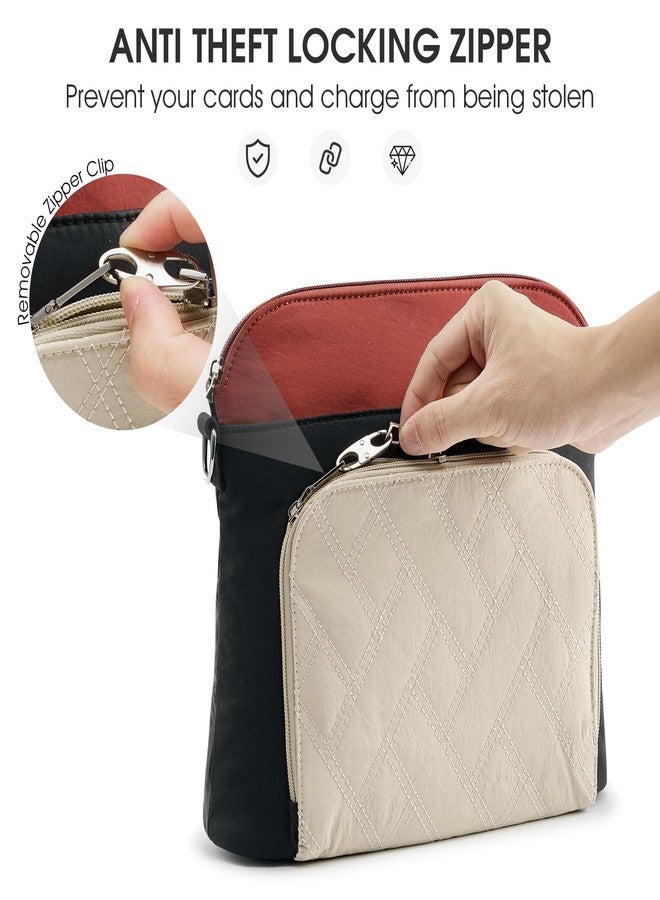 جي4فري حقائب كروس بودي مضادة للسرقة من G4Free للنساء، حقيبة كتف متوسطة الحجم من النايلون خفيف الوزن للسفر والعمل - أسود وأحمر - Image 2