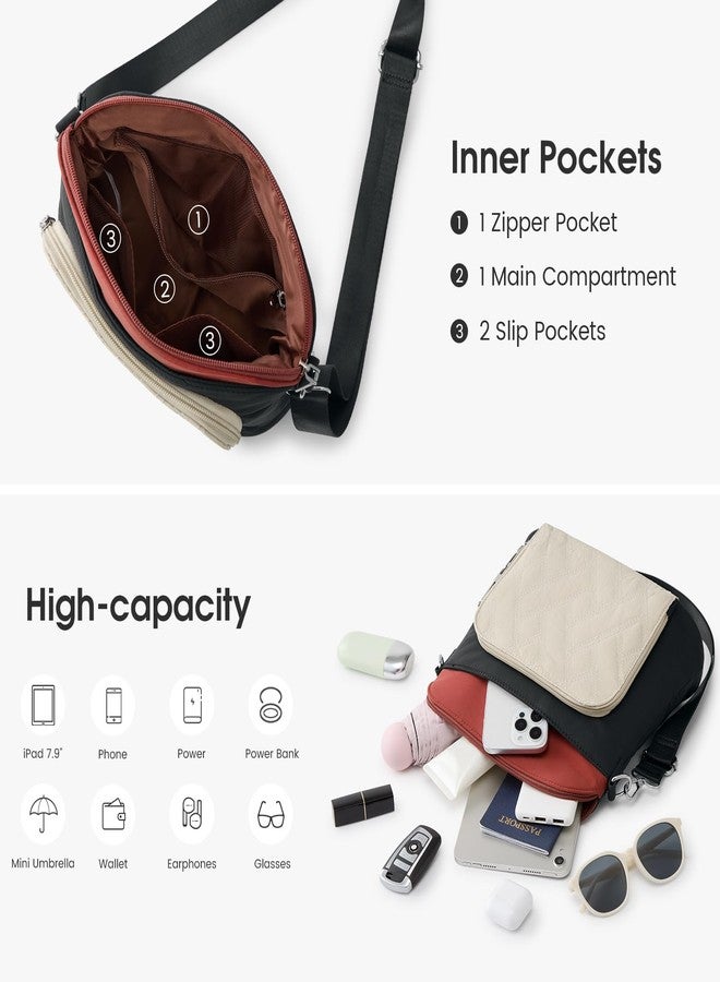 جي4فري حقائب كروس بودي مضادة للسرقة من G4Free للنساء، حقيبة كتف متوسطة الحجم من النايلون خفيف الوزن للسفر والعمل - أسود وأحمر - Image 4