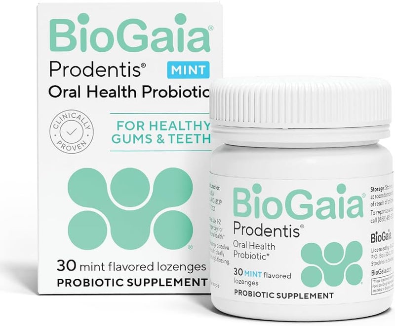 BioGaia بيوغايا برودينتس أقراص بروبيوتيك للأسنان تعزز صحة اللثة والأسنان تدافع ضد مشاكل الأسنان تجدد الميكروبيوم الفموي تحسن صحة الفم بنكهة النعناع 30 يومًا من الإمدادات - Image 1