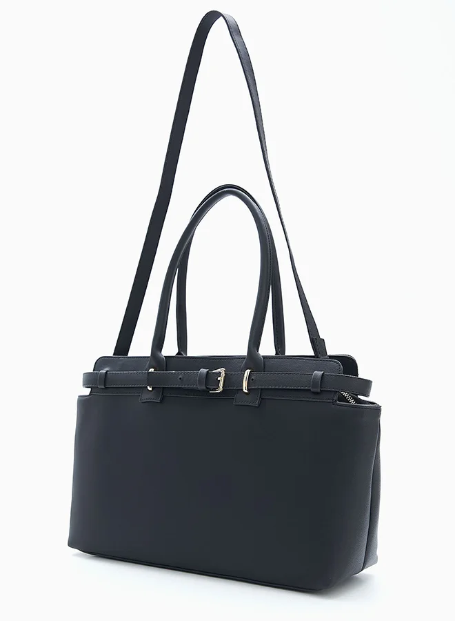 Wecre8 Black Belt Tote Bag