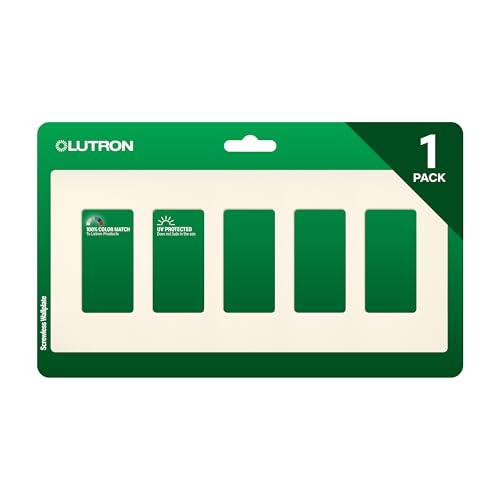 Lutron Claro 5Gang Screwless Light Switch Cover Plate Decorative Rocker Switch Plate Outlet Cover Satin SC5BI Biscuit - Image 1