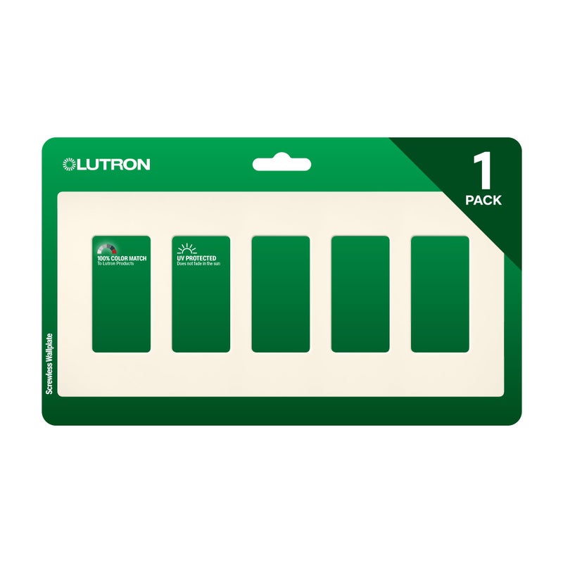 Lutron Claro 5Gang Screwless Light Switch Cover Plate Decorative Rocker Switch Plate Outlet Cover Satin SC5BI Biscuit - Image 2