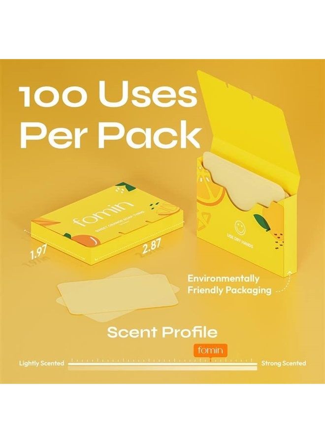 FOMIN Antibacterial Paper Soap Sheets for Hand Washing - (300 Sheets) Orange, Tea Tree, Lavender Portable Travel Dissolvable Camping Mini Soap, Portable Soap Sheets - Image 4