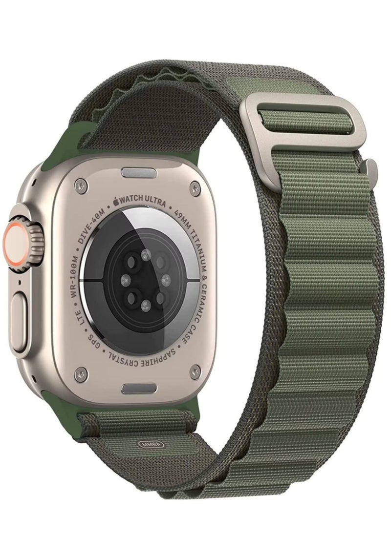 ELTRAZONE - Apple Watch Ultra Straps,Women Men,Two Textile Layers Woven Loop Titanium G-Hook Sport Band for Iwatch Series 8/7/6/5/4/3/2/1/SE,Starlight,44/45/49mm - Image 1