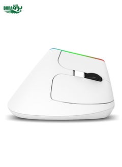 DELUX M618C 6 Keys 1600 DPI RGB Vertical Wireless Bluetooth Dual Mode Mouse(White)