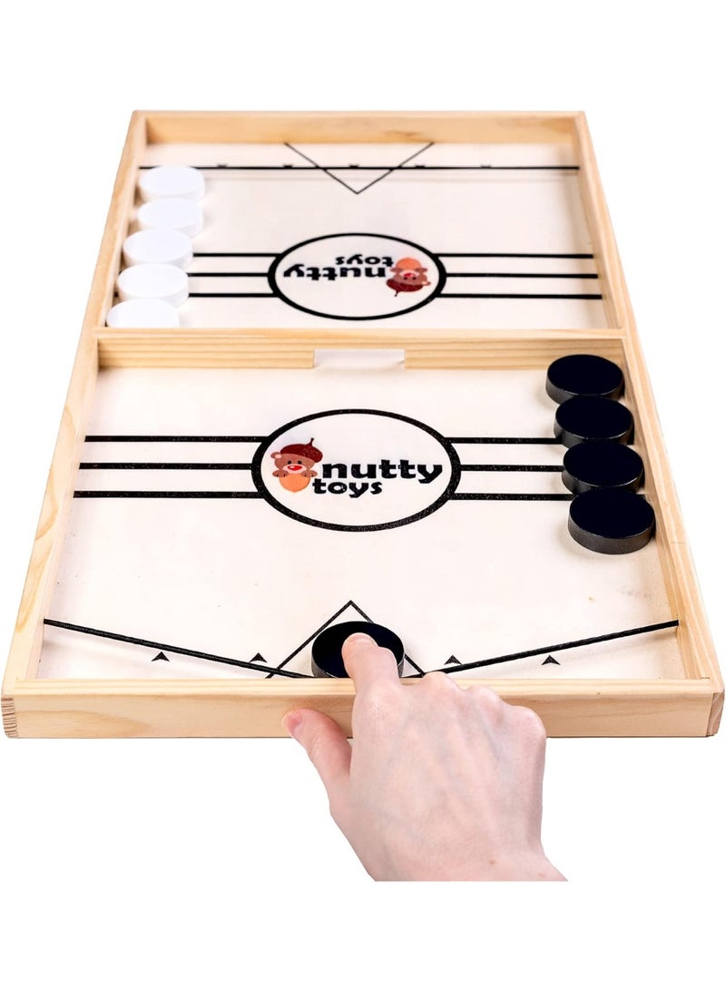 لعبة هوكي خشبية سريعة – لعبة تحدي للأولاد والبنات مع أقراص ملونة – تنافس ممتع لشخصين – تطوير التركيز ورد الفعل – لعبة عائلية لجميع الأعمار - Image 3