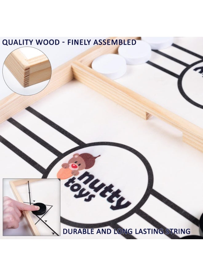 لعبة هوكي خشبية سريعة – لعبة تحدي للأولاد والبنات مع أقراص ملونة – تنافس ممتع لشخصين – تطوير التركيز ورد الفعل – لعبة عائلية لجميع الأعمار - Image 4