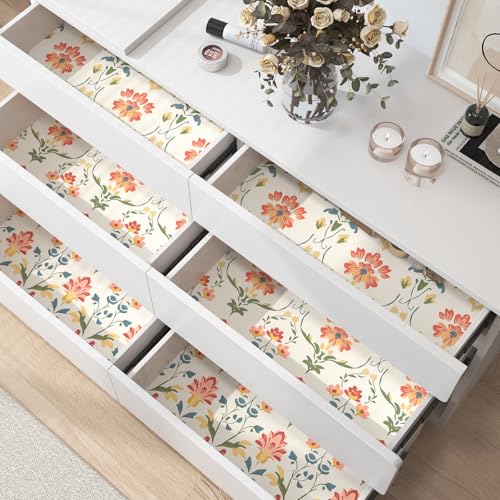 VOLEAAR Vintage Peel and Stick Wallpaper, Boho Yellow Floral Wallpaper Stick on Door Cabinet Bathroom, Damask Contact Paper Peelable Self Adhesive Abstract Wallpapers for Bedroom Beige 17.5In x 118In - Image 2