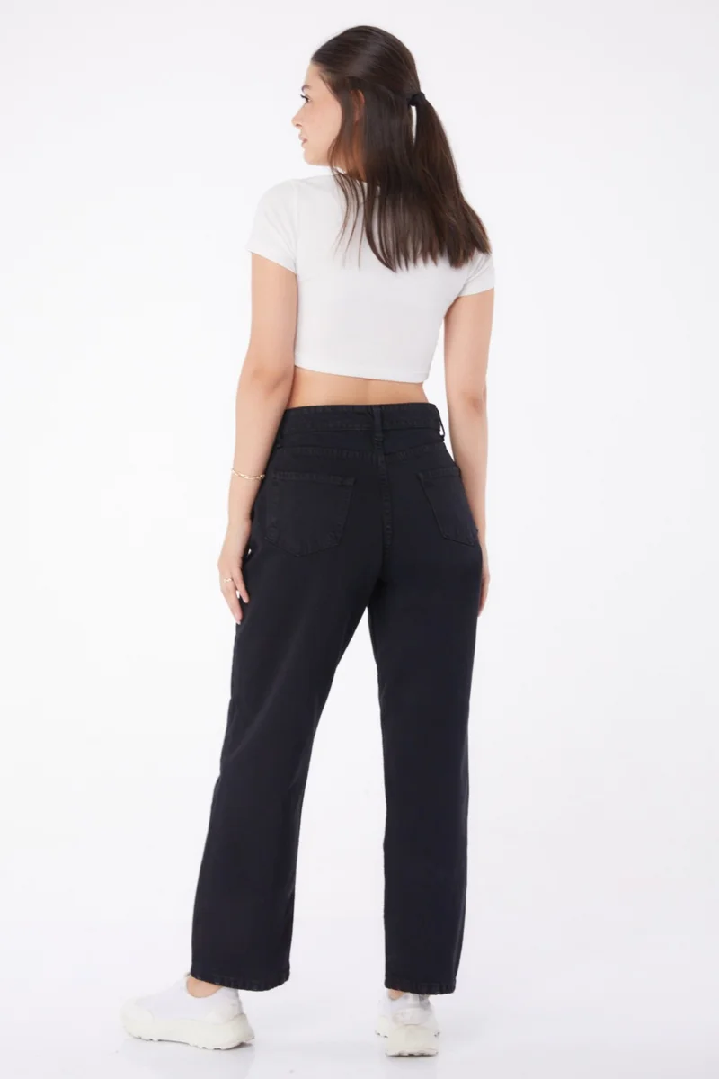 Tofisa Plain Mid Women Black High Waist Palazzo Jeans - 23666