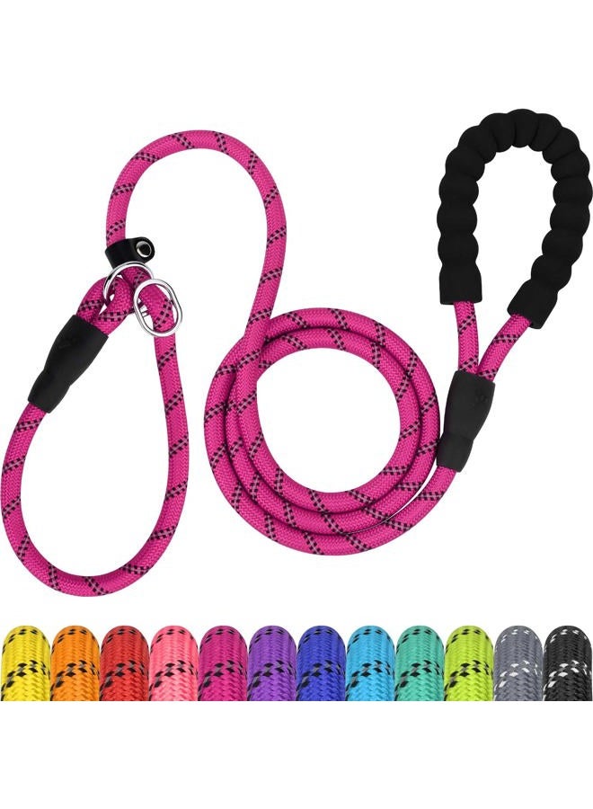 TagME 6 FT Slip Lead Dog Leash,12 Colors,Reflective Strong Rope Slip Leash with Padded Handle,Durable No Pulling Pet Training Leash for Large Dogs,Hot Pink - Image 1