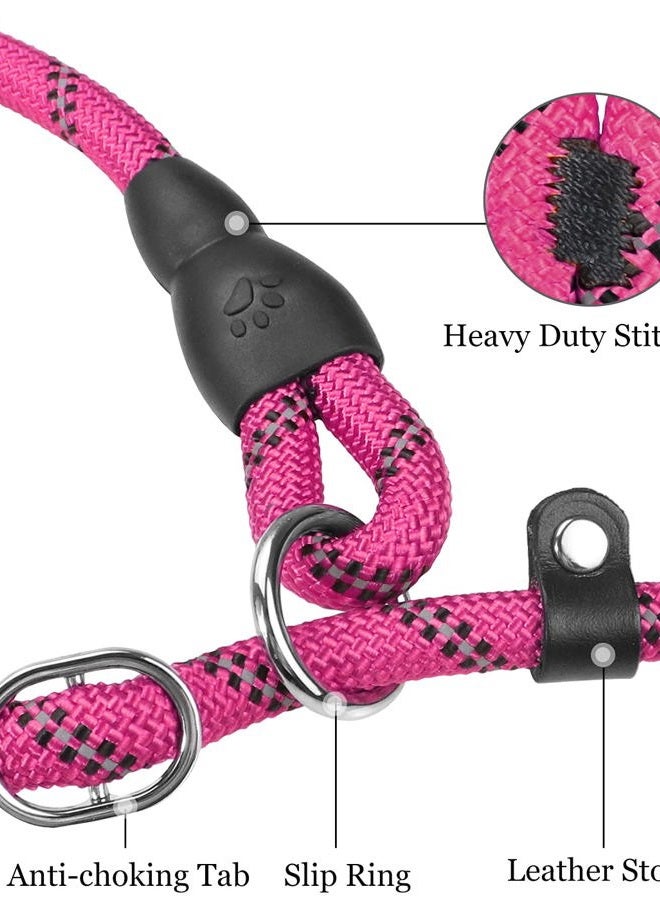 TagME 6 FT Slip Lead Dog Leash,12 Colors,Reflective Strong Rope Slip Leash with Padded Handle,Durable No Pulling Pet Training Leash for Large Dogs,Hot Pink - Image 4