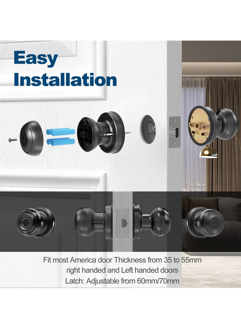 SYOSI Smart Fingerprint Door knob, Smart Lock Biometric Door Lock Fingerprint Door knob with App Control, Great for Bedrooms,Cloakroom,Apartments Offices,Hotels and Other Private Spaces, Black - Image 5