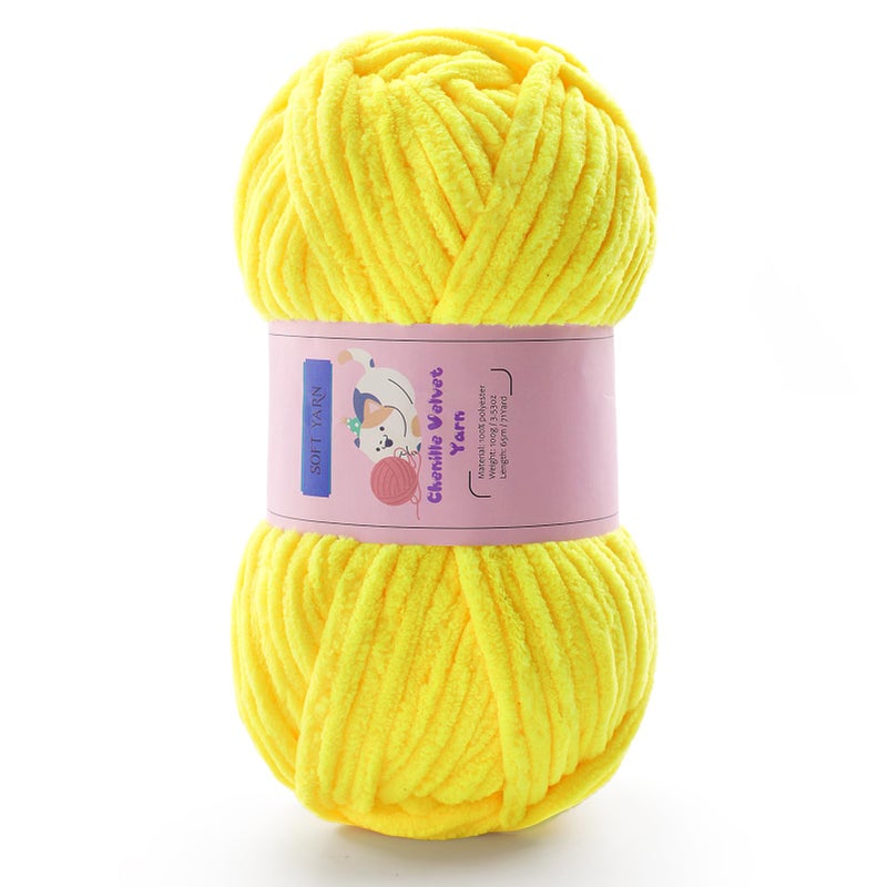 Mooaske Chunky Yarn for Crocheting - Chenille Yarn for Knitting - Bulky Blanket Yarns for Crocheting Blankets Amigurumi Craft Hat Shoes, Plush Fluffy Soft Yarns 71 yds/3.5 oz Each Skein(Chicken Yellow) - Image 1