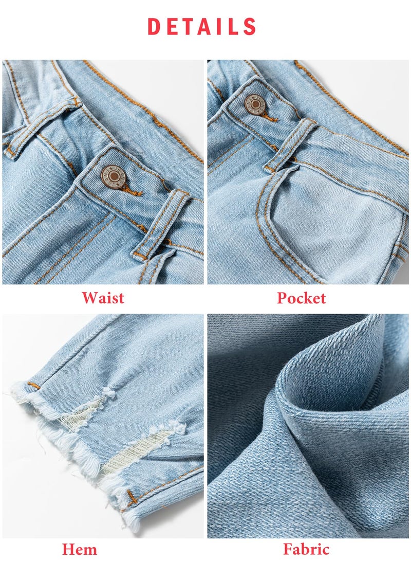 EVALESS Jeans for Women Trendy 2025 Casual High Waisted Ripped Stretchy Frayed Hem Ankle Length Denim Pants Size 10 - Image 5