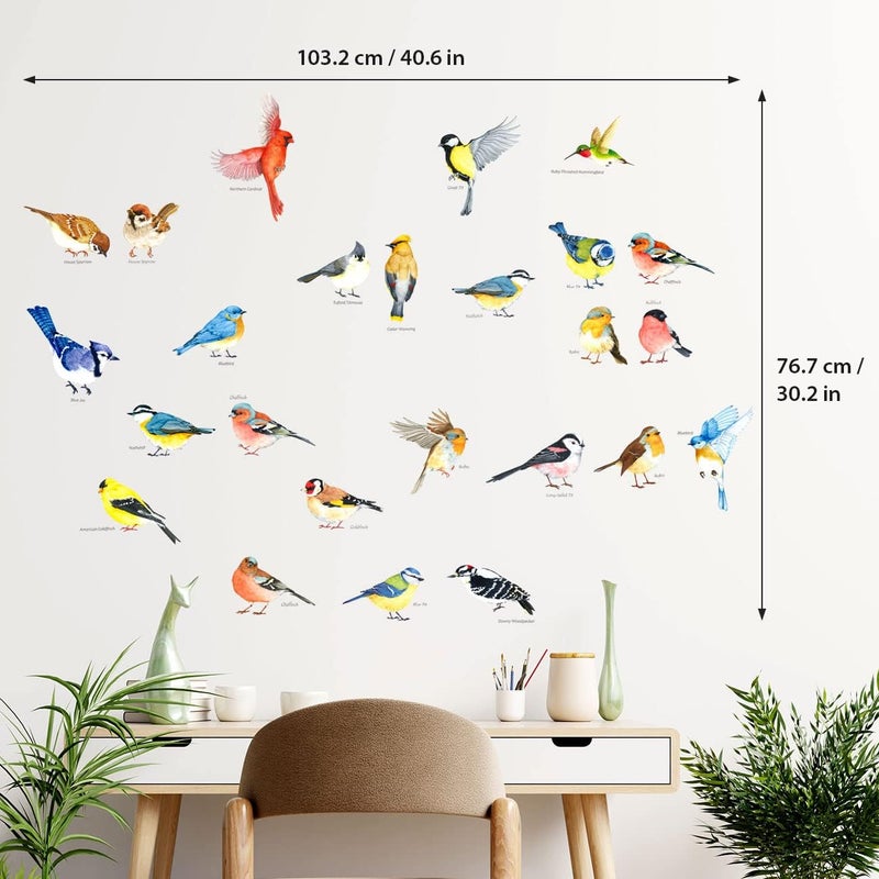 DECOWALL DS48063 25 Little Birds Wall Art Decals Stickers Kids Peel and Stick Removable Nursery Bedroom Living Art dcor Tree Flying Branch DIY Vinyl Home Decoration Flower Watercolor Colorful - Image 3