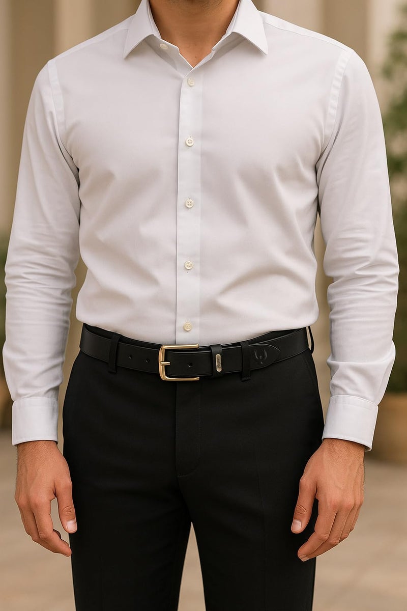 Flyer Men's Leather Belt (Formal/Casual) (Colour -Black) (Size -30) Buckle Adjustable Size Genuine Leather (BL908-30) (Pack of 1) - Image 3
