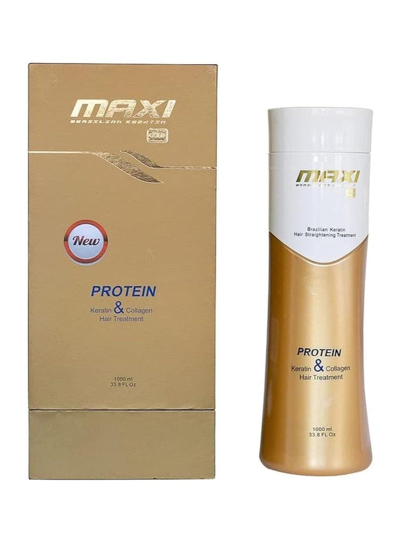 MAXI Gold Brazilian Keratin Hair Straightening Treatment, Protein with Keratin and Collagen, 1000ml - Image 1