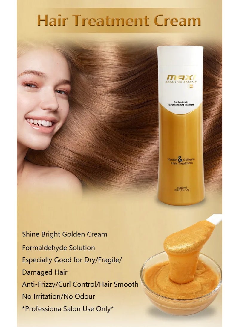 MAXI Gold Brazilian Keratin Hair Straightening Treatment, Protein with Keratin and Collagen, 1000ml - Image 4
