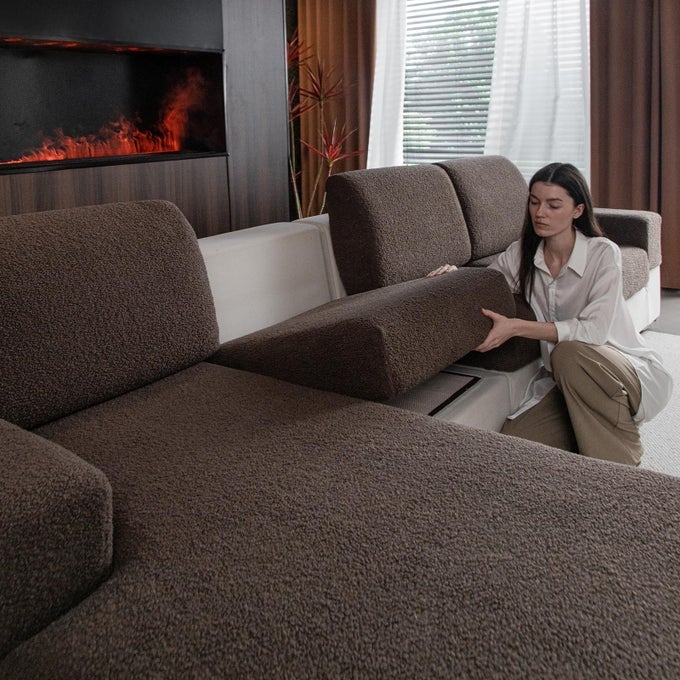 COUCH CUSHION COVERS FOR SECTIONAL SOFA STRETCH SOFT SOFA SLIPCOVERS WASHABLE WEARRESISTANT UNIVERSAL FURNITURE PROTECTOR FOR LIVING ROOM1 PIECE BACK COUCH COVER BROWN