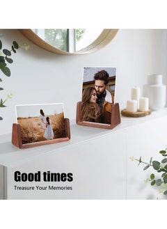 SYOSI SYOSI 2 Pcs Wooden Picture Frame, Photo Frame with Solid Wood Base and High Definition Acrylic Glass Cover 5x7 Inch Horizontal & Vertical Photo Frame for Table Top Display Home Decor  - Image 5