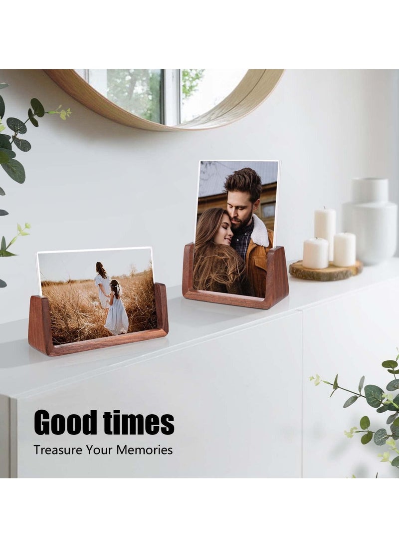 SYOSI SYOSI 2 Pcs Wooden Picture Frame, Photo Frame with Solid Wood Base and High Definition Acrylic Glass Cover 5x7 Inch Horizontal & Vertical Photo Frame for Table Top Display Home Decor  - Image 5