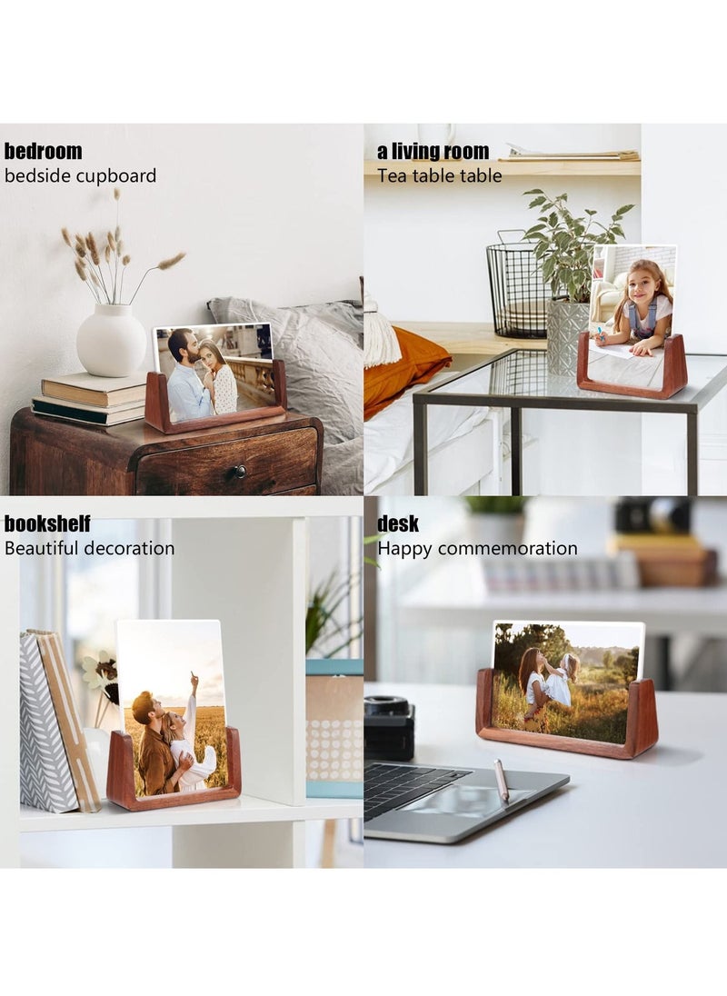 SYOSI SYOSI 2 Pcs Wooden Picture Frame, Photo Frame with Solid Wood Base and High Definition Acrylic Glass Cover 5x7 Inch Horizontal & Vertical Photo Frame for Table Top Display Home Decor  - Image 4