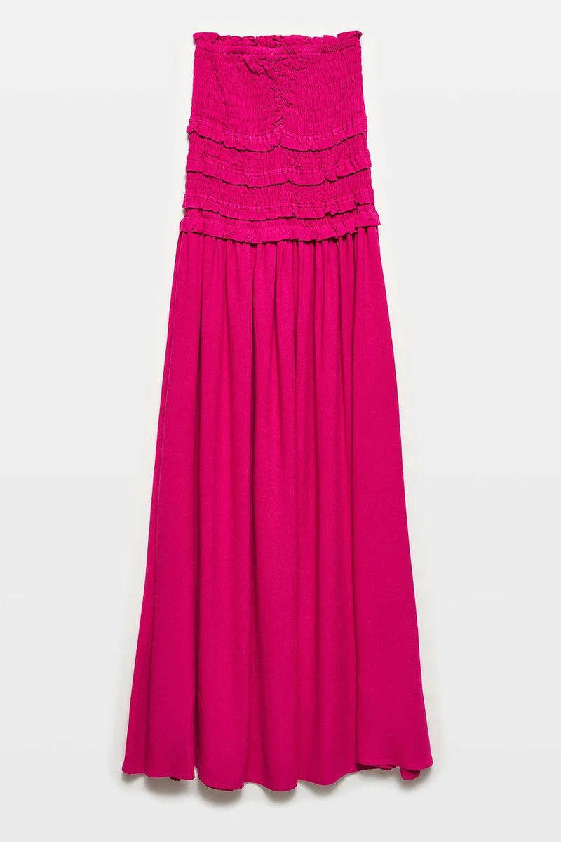 ديلفين DILVIN Strapless Shirred Maxi Dress
