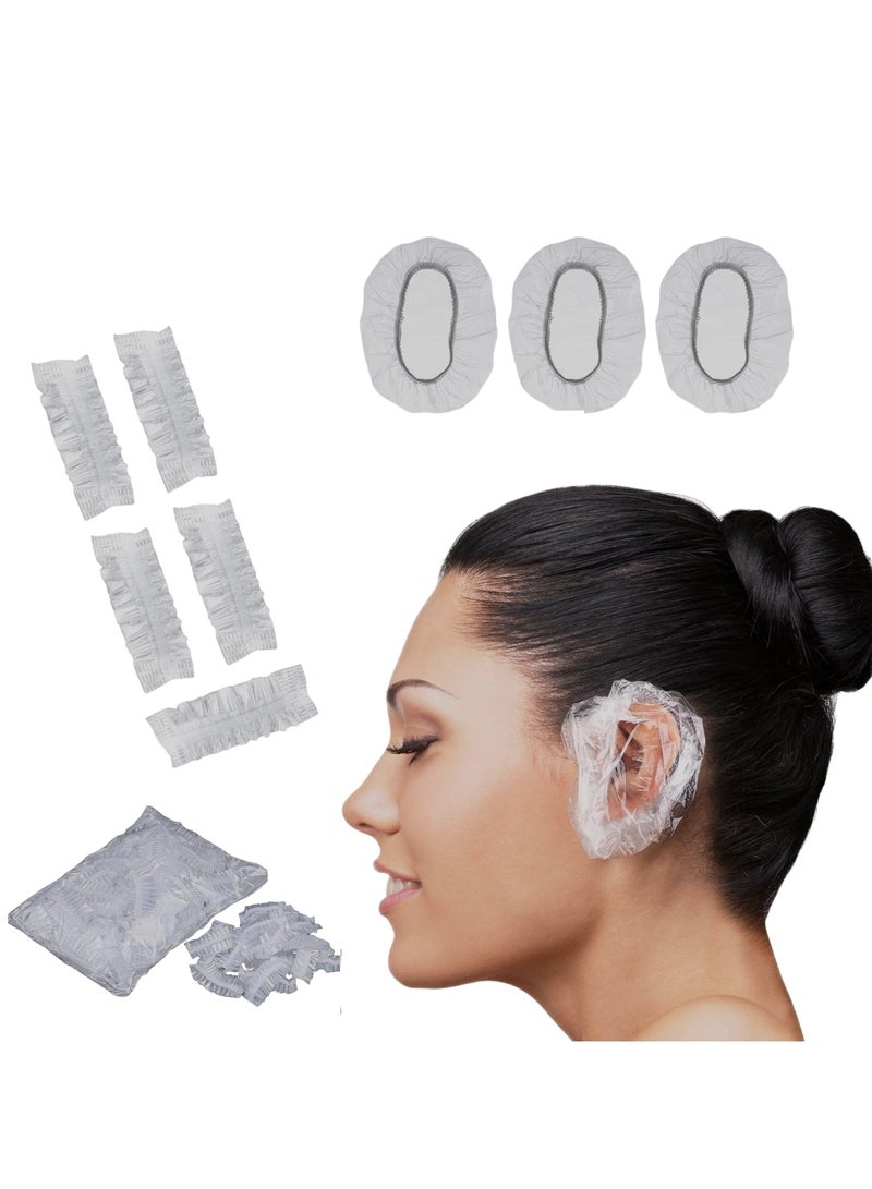ماكس كير 500 قطعة أغطية أذن للاستعمال مرة واحدة – واقيات أذن شفافة مقاومة للماء مع شريط مطاطي للاستحمام، صبغ الشعر، السبا – قبعات أذن للرجال والنساء والأطفال - Image 1