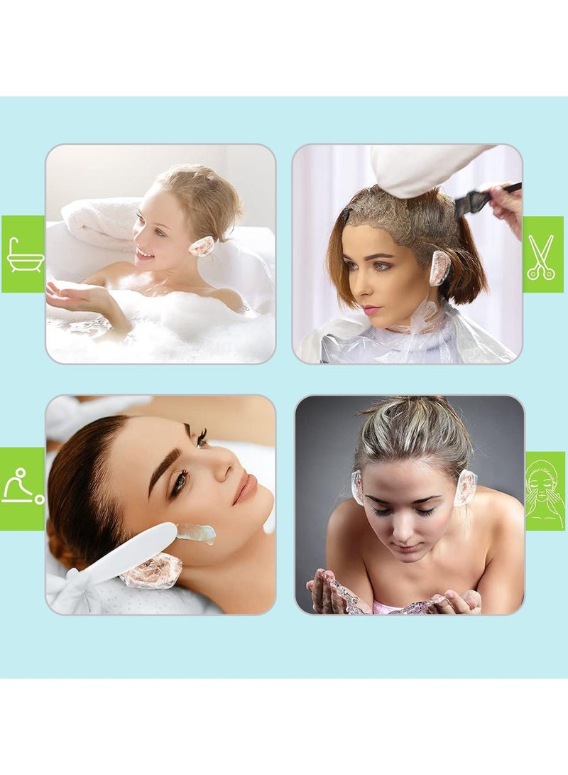 ماكس كير 500 قطعة أغطية أذن للاستعمال مرة واحدة – واقيات أذن شفافة مقاومة للماء مع شريط مطاطي للاستحمام، صبغ الشعر، السبا – قبعات أذن للرجال والنساء والأطفال - Image 2