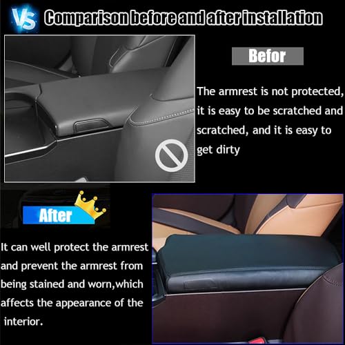 Kakash Custom Interior Accessories for Lexus ES 250 300h 350 2019 2020 2021 2022 2023 Leather Center Console Cover Armrest Pad,Waterproof Anti-Scratch Protector Your Armrest(Gray Stitches) - Image 3