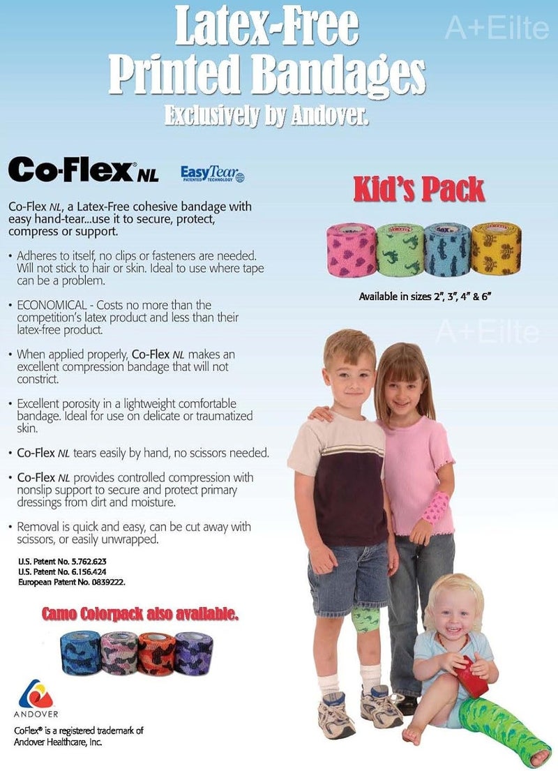 Coflex ANDOVER COFLEX NL 2x5Yds Neon Pink  Purple Hearts 3PACK Cohesive Flexible Elastic Latex Free Bandage Compression Self Adherent Wrap For Kids Children Animals Pets Cats Dogs Horses 5200HT - Image 4