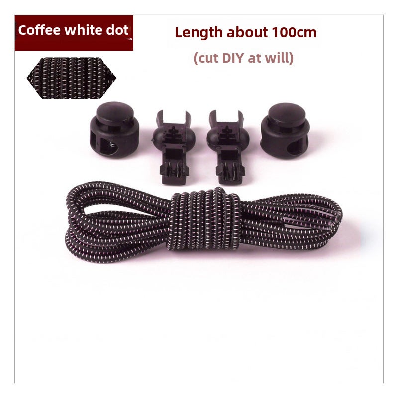 إسكدنيا Colorful Elastic No-Tie Shoelaces for Adults and Kids Coffee white spot