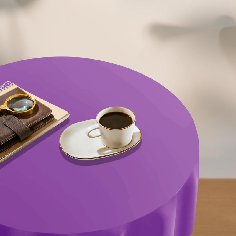 YSYJ 3 Pack Purple Plastic Tablecloth Disposable Round Table Cloth 84 Inch Table Cover for Parties - Image 5
