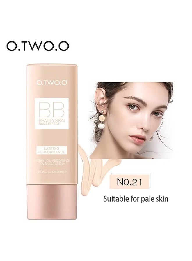O.TWO.O BB Beauty Skin Nude Effect, Lasting Performance, Instant Oil-Absorbing Coverage Cream -ivory white - Image 2