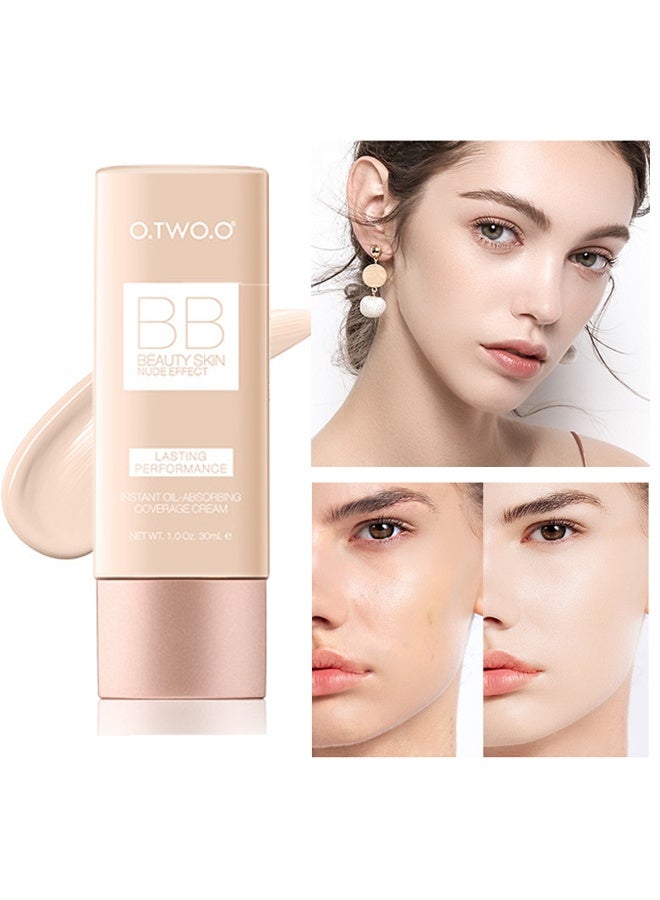 O.TWO.O BB Beauty Skin Nude Effect, Lasting Performance, Instant Oil-Absorbing Coverage Cream -ivory white - Image 1