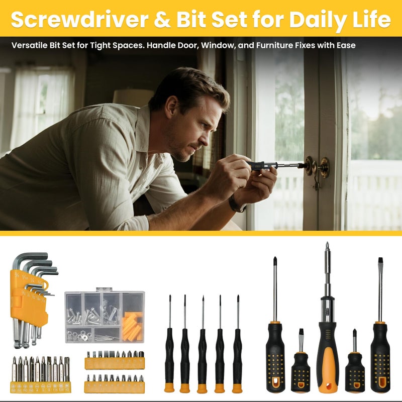 ANXTECH Tool Set with Screwdrivers, Ratchet Wrenches, Socket Wrenches, Hand Saw, Hammer â€“ General 168-Piece Tool Kit for Home, Car, Dorm, Motorcycle, Plumbing Repairs - Image 5